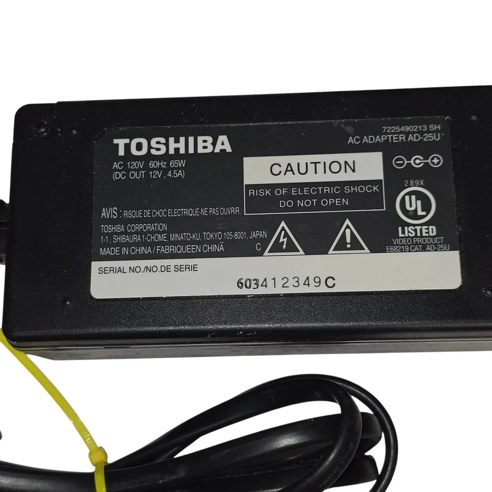 Toshiba AC Adapter AD-25U 12V 4.5A 65W Power Supply with Cord